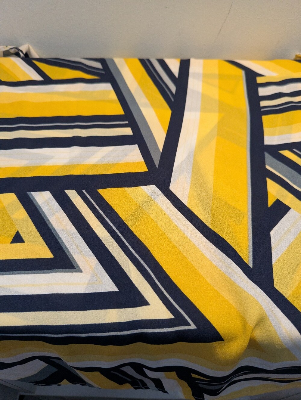 Geometric Scarf Yellow Navy & White Abstract Print Lightweight Accessory